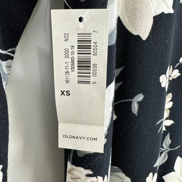 Old Navy Floral Dress Swing Long Sleeves Stretch Jersey Knit Black Casual Short - Picture 4 of 10
